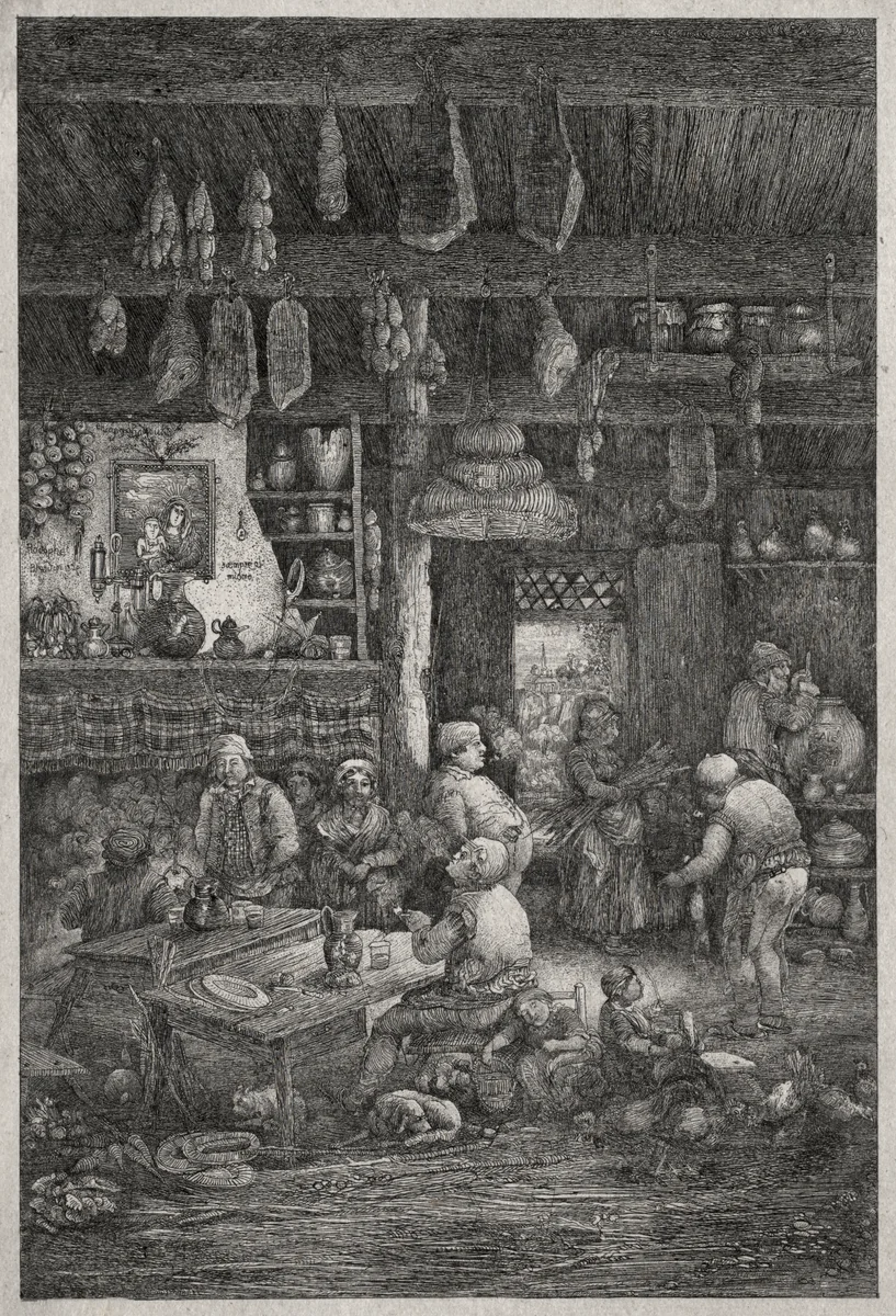 Moldavian Interior by Rodolphe Bresdin, print, 1856
