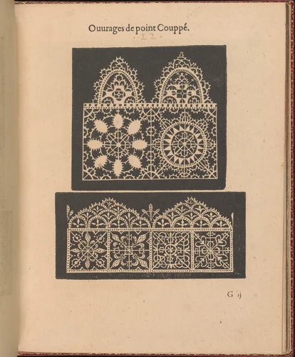 Les Singuliers et Nouveaux Portraicts... page 26 (recto) by Federico de Vinciolo, book, 1588