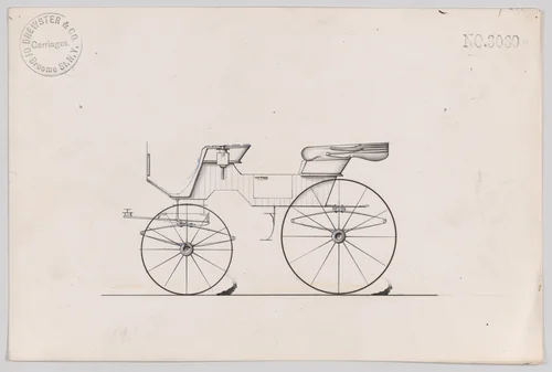 Design for 2 seat Phaeton, no. 3039a by Brewster & Co., drawing, 1874