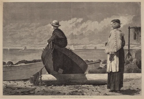 "Dad's Coming!" by Winslow Homer, print, 1873