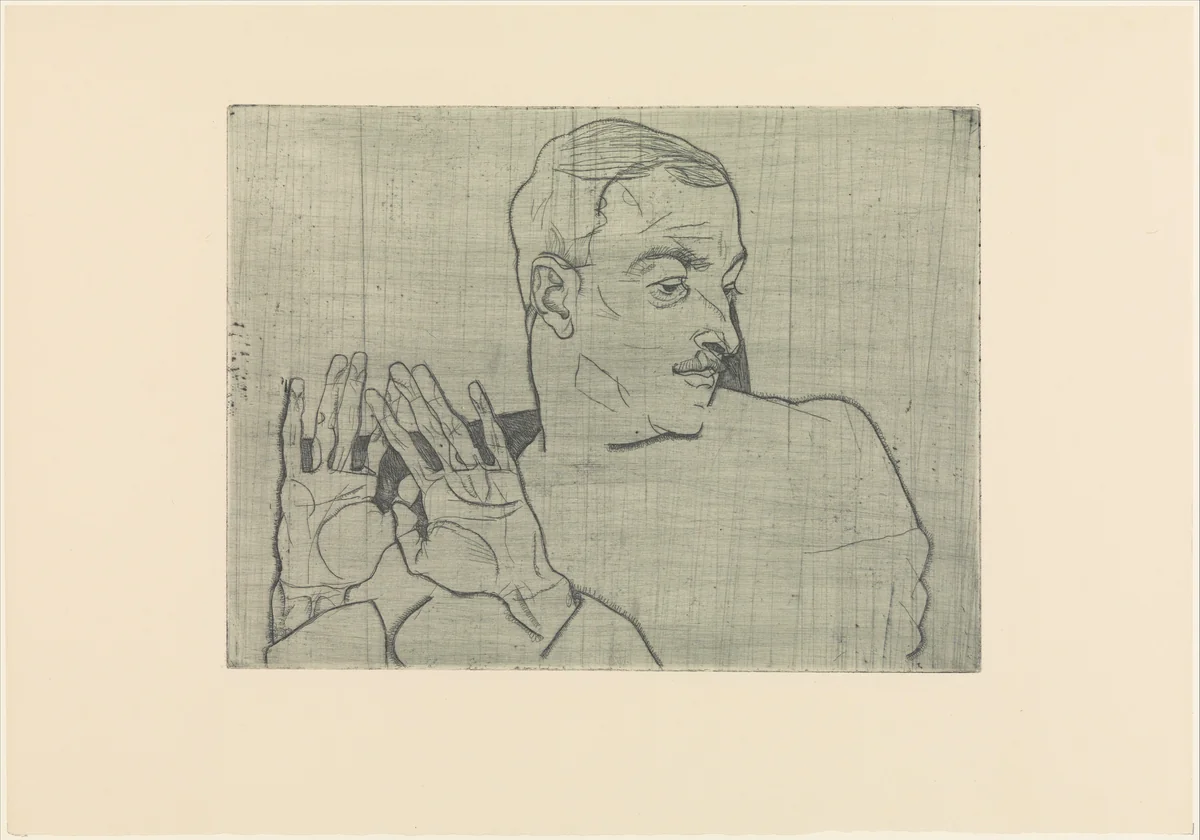 Portrait of Arthur Roessler by Egon Schiele, print, 1914