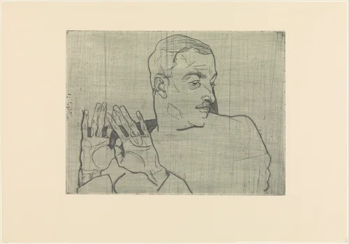 Portrait of Arthur Roessler by Egon Schiele, print, 1914