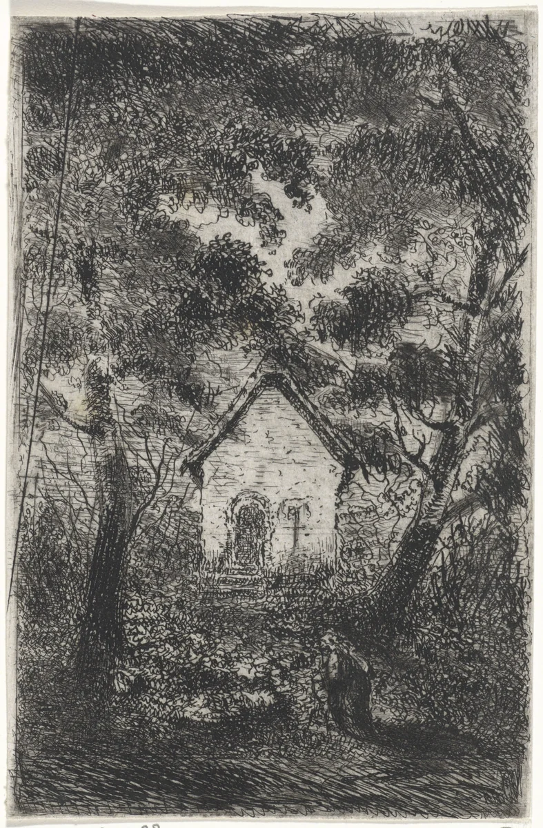 Kapel in het bos by Arnoud Schaepkens, print, 1831-1904