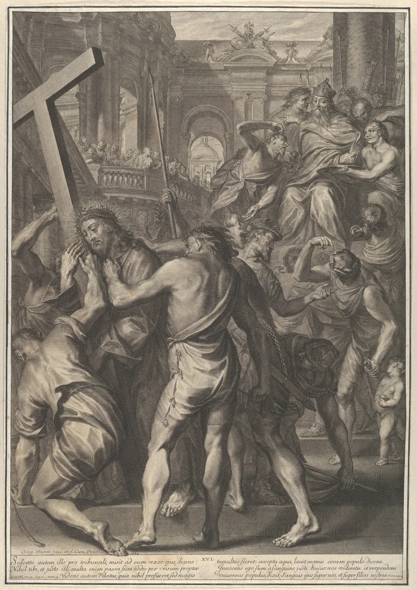 Christ is Sentenced by Pilate, from The Passion of Christ, plate 16 by Grégoire Huret, print, 1664