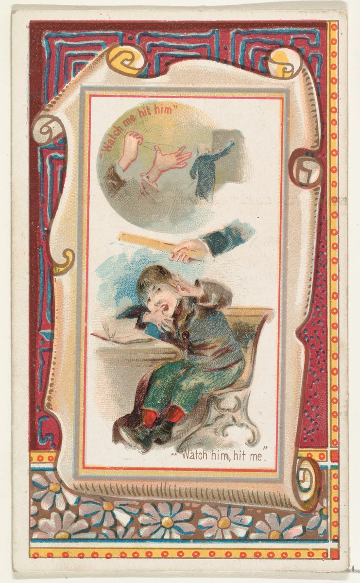 "Watch me hit him," "Watch him hit me," from the Terrors of America set (N136) issued by Duke Sons & Co. to promote Honest Long Cut Tobacco by W. Duke, Sons & Co., print, 1888-1889