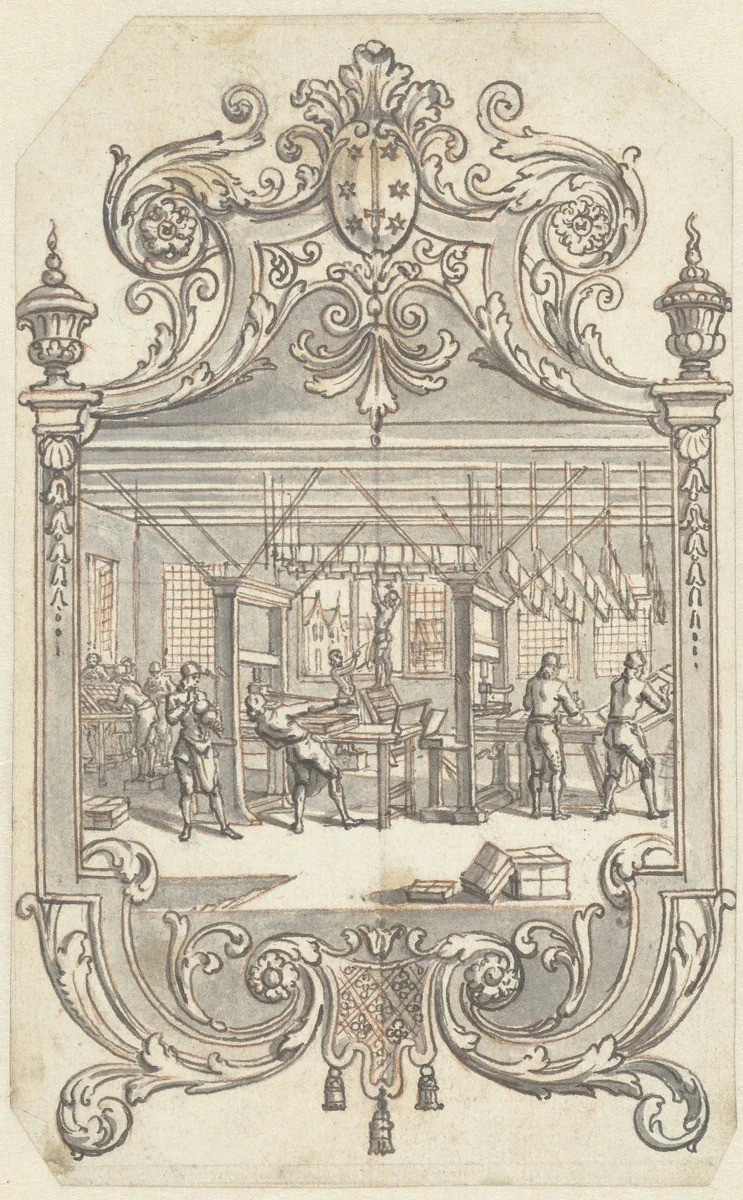 Interieur van drukkerij Enschedé in Haarlem by Adolf van der Laan, drawing, 1740