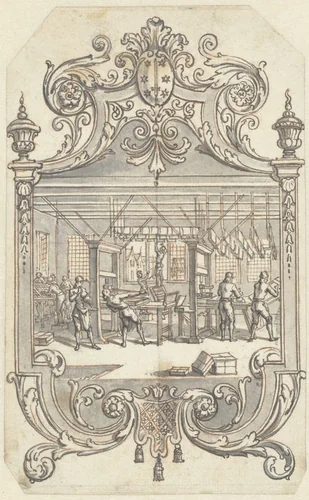 Interieur van drukkerij Enschedé in Haarlem by Adolf van der Laan, drawing, 1740