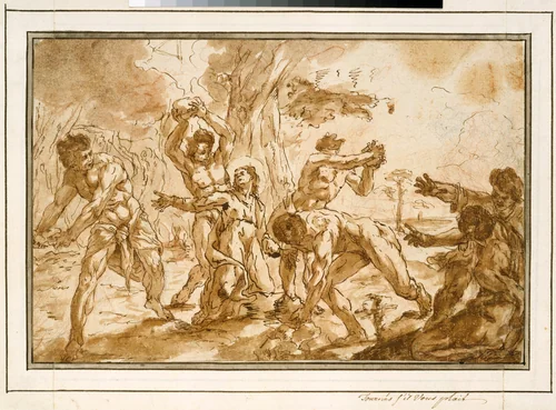The Stoning of Saint Stephen by Niccolo Bambini, drawing, 1697-1703