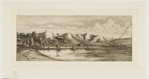 Seine Fishing off Collier's Point, Akaroa, Banks' Peninsula, 1845 by Charles Meryon, print, 1863