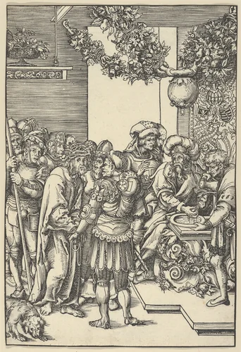 Pilate washing his hands, from The Passion by Lucas Cranach, print, 1472-1553