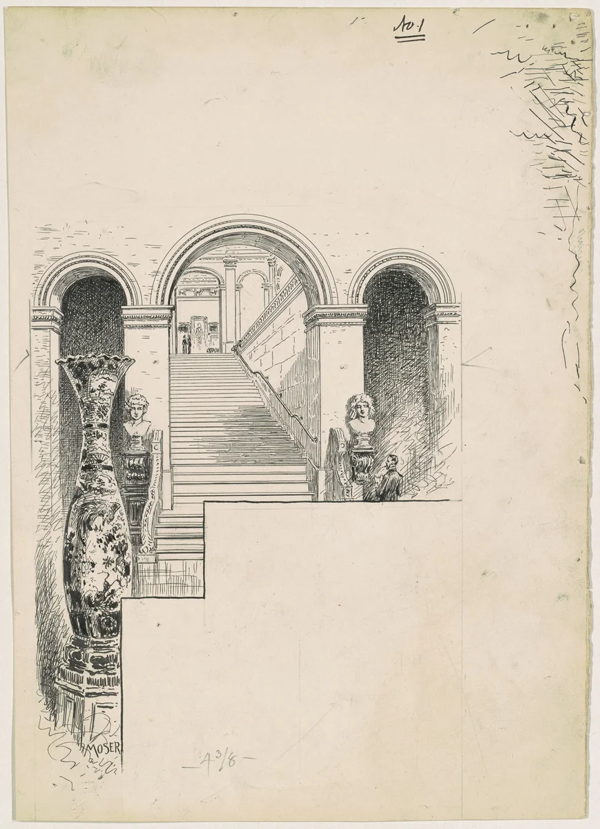 Paintings by James Henry Moser, drawing, 1890-1891