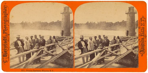 Chinese Embassy Delegation at Niagara Falls by Charles Bierstadt, photograph, 1868
