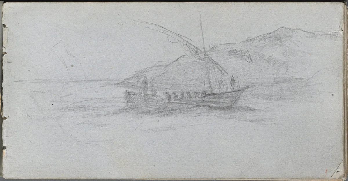 Sketchbook, page 88: Seascape and Figure by Ernest Meissonier, book, 1860-1869