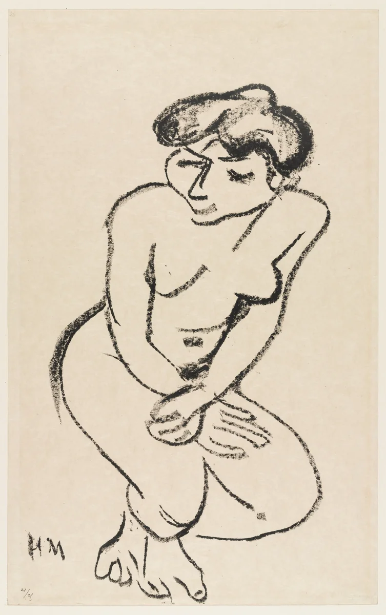 Crouching Nude, Eyes Lowered (Nu accroupi les yeux baissés) by Henri Matisse, print, 1906