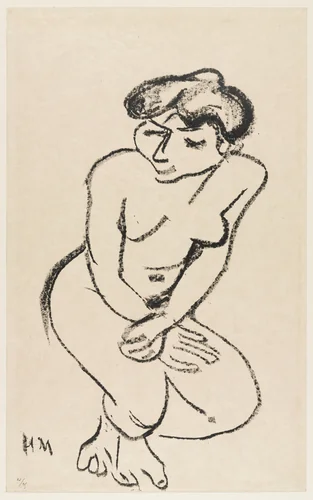 Crouching Nude, Eyes Lowered (Nu accroupi les yeux baissés) by Henri Matisse, print, 1906