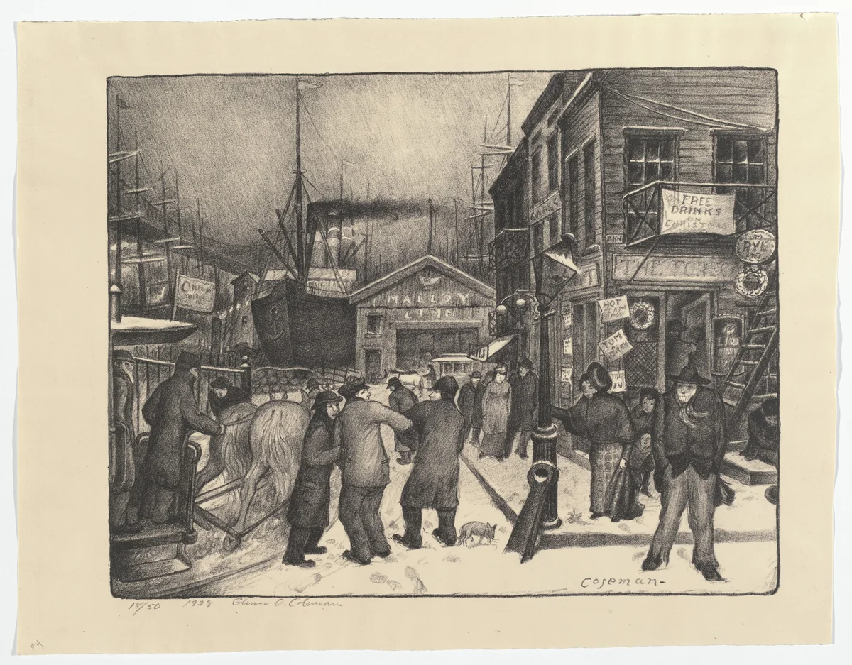 Coenties Slip by Glenn O. Coleman, print, 1928