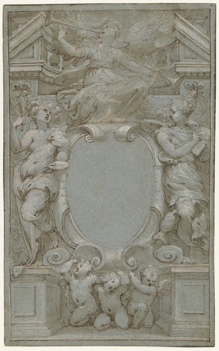 Design for a Frontispiece with the Art of Painting and Drawing by Valerio Castello, drawing, 1650-1657