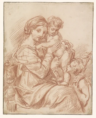 H. Maagd met het Christuskind op haar schoot by Pierre Mignard, drawing, 1622-1695