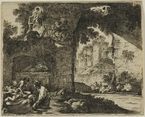 Shepherds in Ruins by Jean Le Pautre, print, 1638-1682
