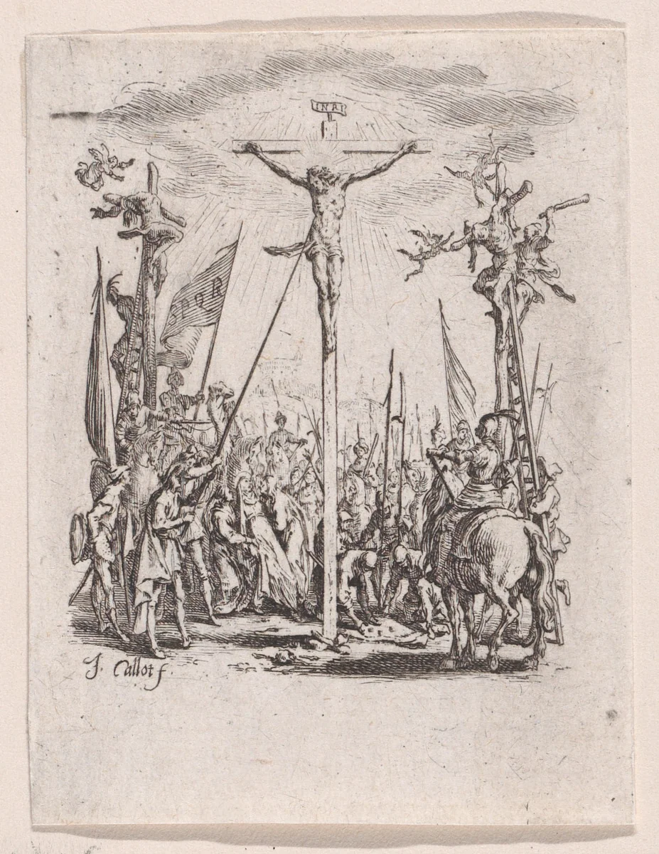 Jésus est Percé d'une Lance (Jesus is Pierced with a Spear), from "La Petite Passion" (The Little Passion) by Jacques Callot, print, 1624-1625