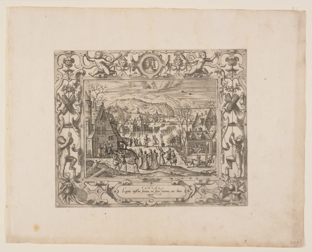 January, from The Twelve Months by Pieter van der Borcht
Johannes van Doetecum
Lucas van Doetecum, print, 1574