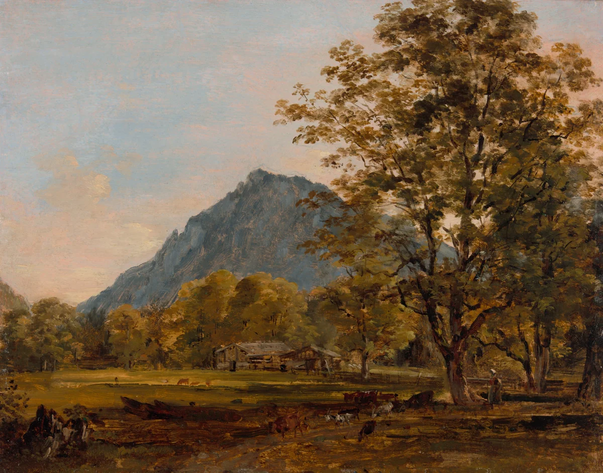 A Farmhouse in the Bavarian Alps by Johann Georg von Dillis, painting, 1820-1830