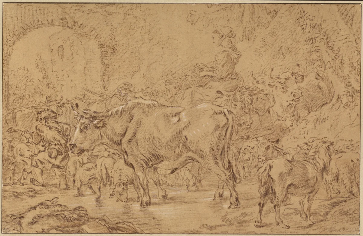 Return to the Fold by François Boucher, drawing, 1750-1765