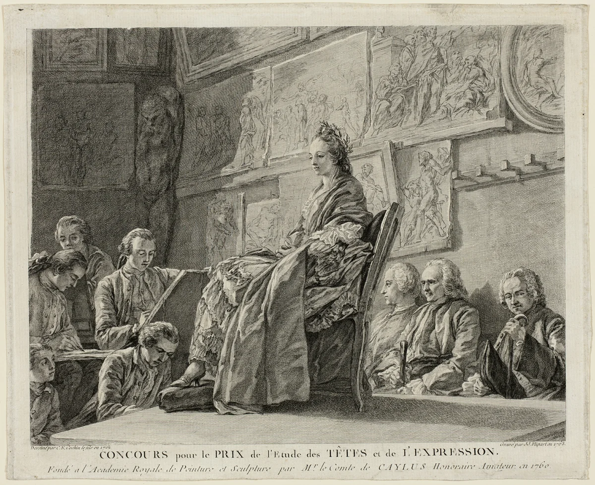 Contest for the Prize for the Study of Heads and Expression by Jean-Jacques Flipart, print, 1763