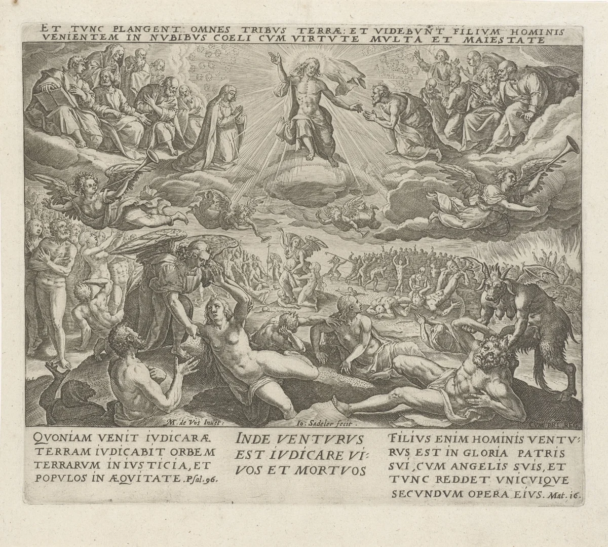 Laatste Oordeel: 'vandaar zal Hij komen oordelen de levenden en de doden' by Unknown, print, 1579