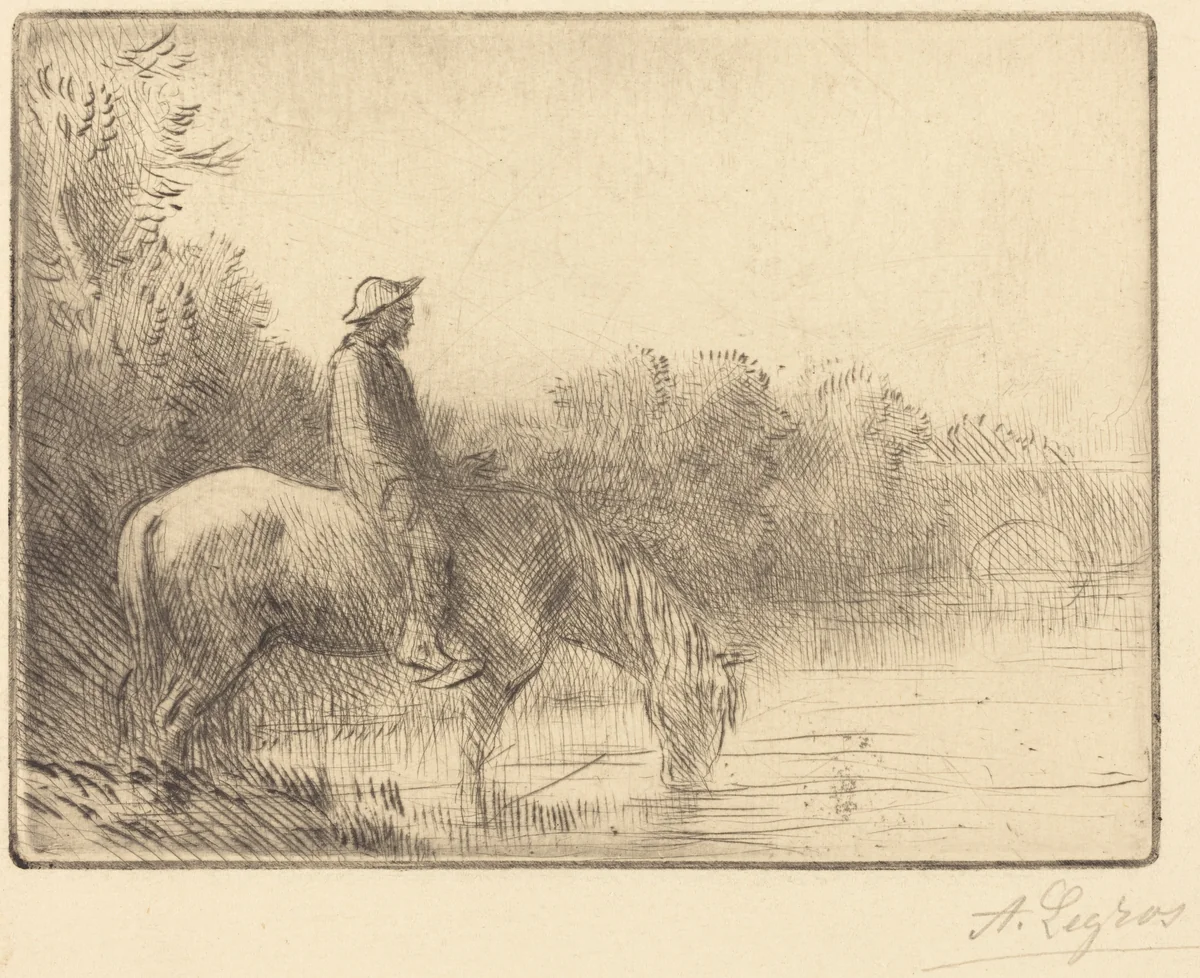 Fording a River (Le gue) by Alphonse Legros, print, 1837-1911