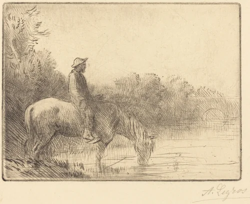 Fording a River (Le gue) by Alphonse Legros, print, 1837-1911