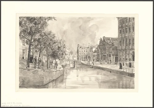 Gezicht op het Spui naar de Osjessluis by A. Goedkoop, drawing, 1850-1950