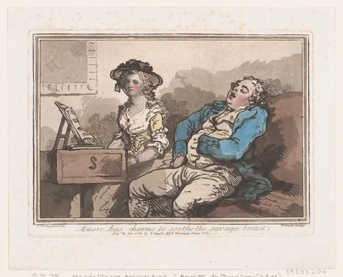 Music Has Charms to Soothe the Savage Breast by T. Smith, print, 1786
