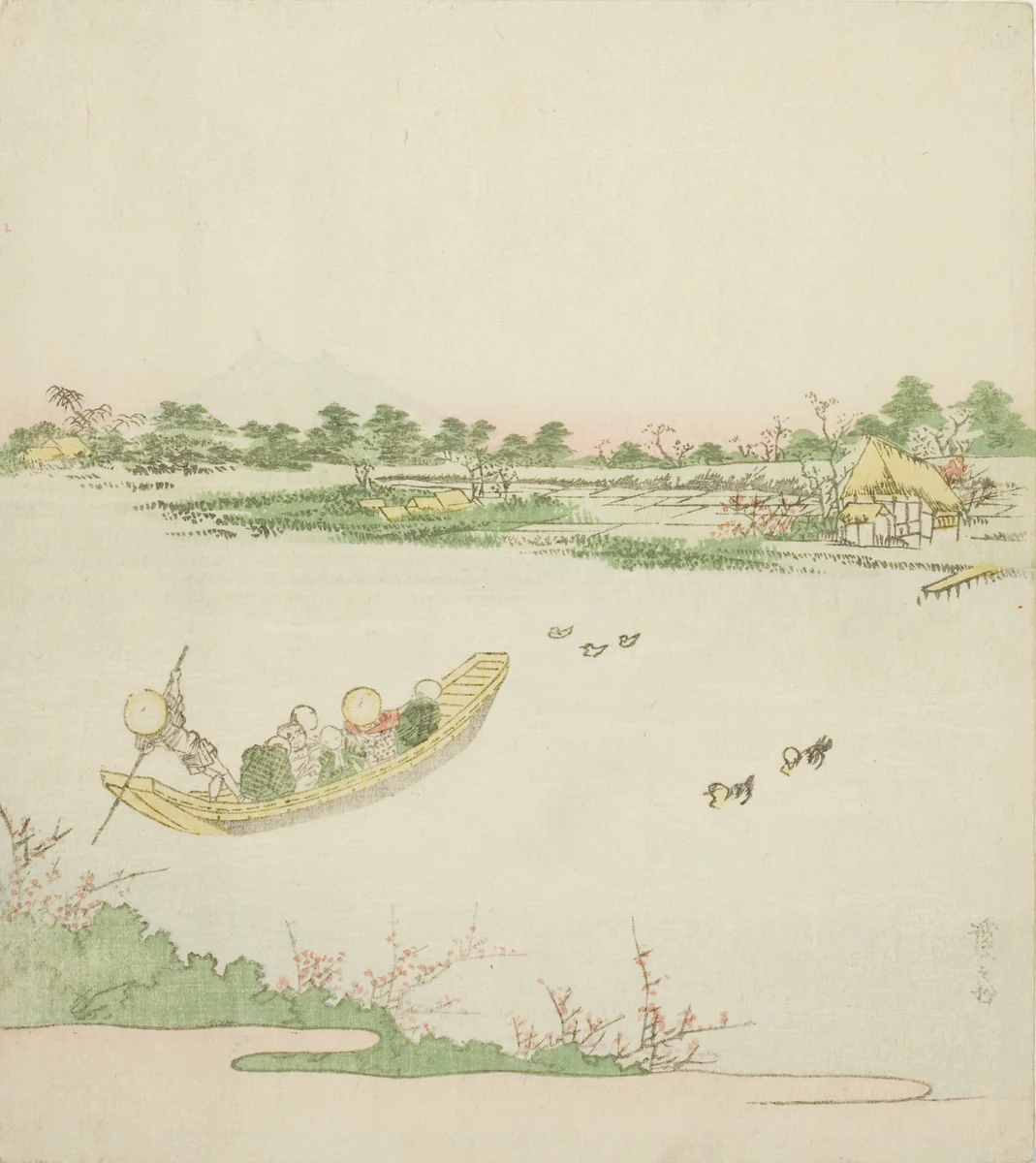 A Ferryboat Crossing the Sumida River by Keisai Eisen (渓斎英泉), print, 1820-1829