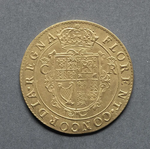 Unite: Crowned Shield (reverse) by Nicholas Briot, metalwork, 1631-1632