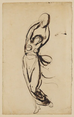A Nymph dancing with a tambourine by George Romney, drawing, 1771-1781