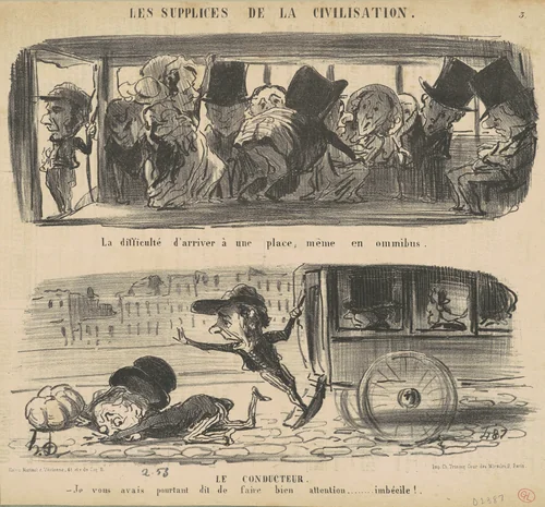La difficulté d'arriver a une place by Honoré Daumier, print, 1853