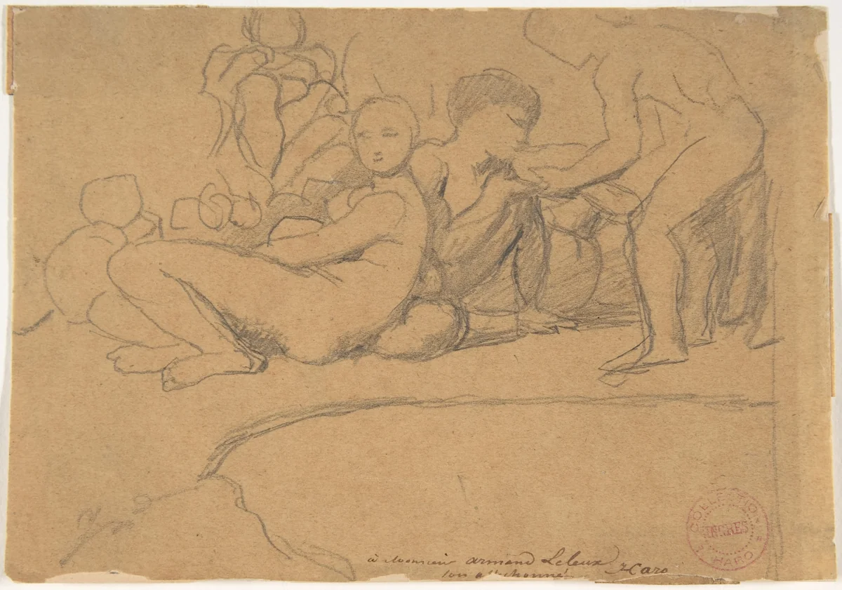 Nude Figures for L'Âge d'Or, Château de Dampierre by Jean-Auguste-Dominique Ingres, drawing, 1790-1867