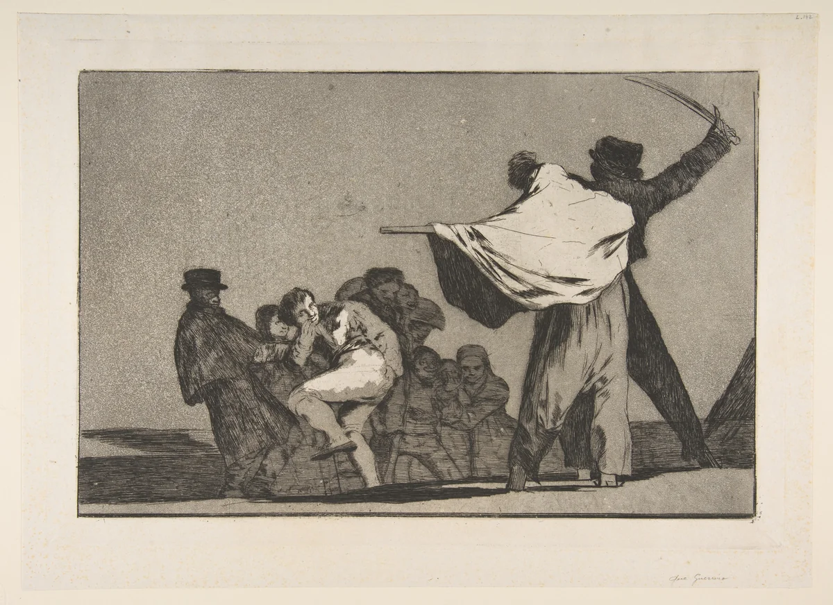 'Well-Known Folly' from the 'Disparates' (Follies / Irrationalities, Plate A) by Goya, print, 1810-1820