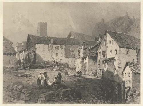 View of a Mountain Village by Eugène Isabey, print, 1829-1833
