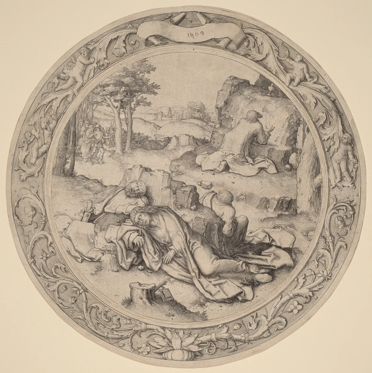 Christ in Gethsemane (Agony in the Garden) by Lucas van Leyden, print, 1509