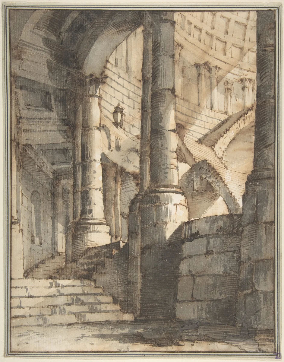 Framed Design for a Stage Set by Mauro Berti, drawing, 1772-1842