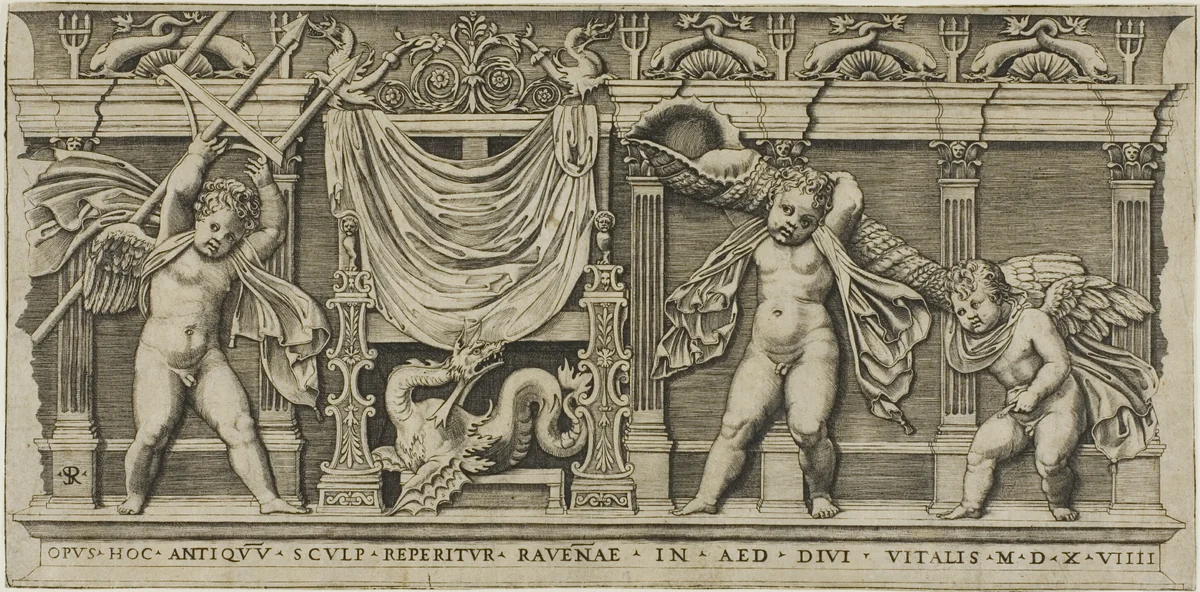 Throne of Neptune by Marco Dente, print, 1519