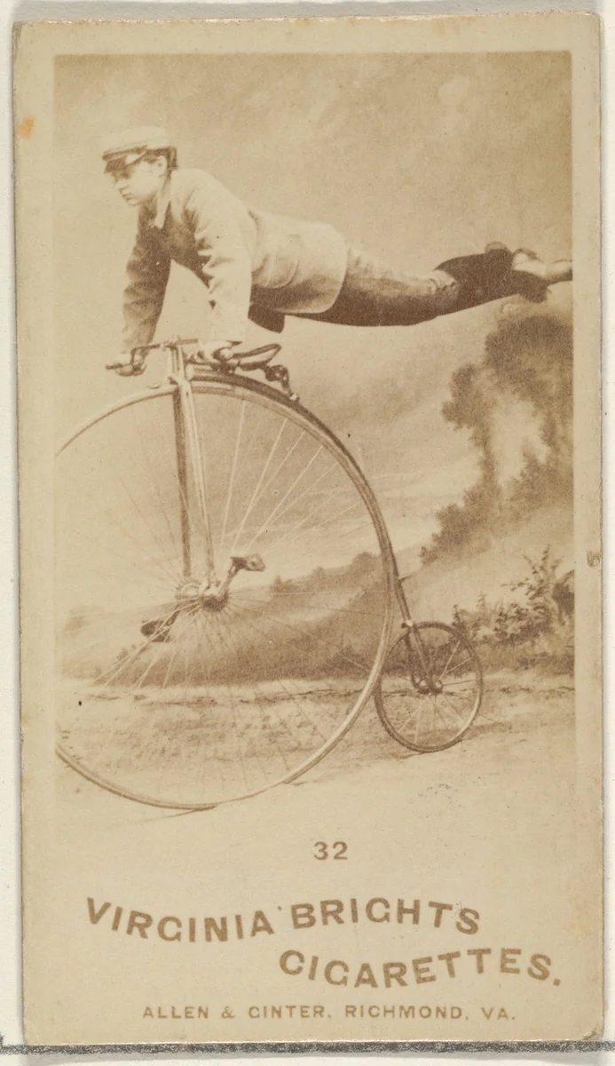 Card 32, from the Girl Cyclists series (N49) for Virginia Brights Cigarettes by Allen & Ginter, photograph, 1887