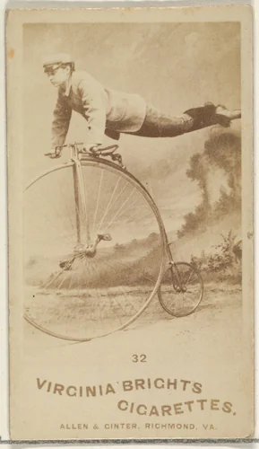 Card 32, from the Girl Cyclists series (N49) for Virginia Brights Cigarettes by Allen & Ginter, photograph, 1887