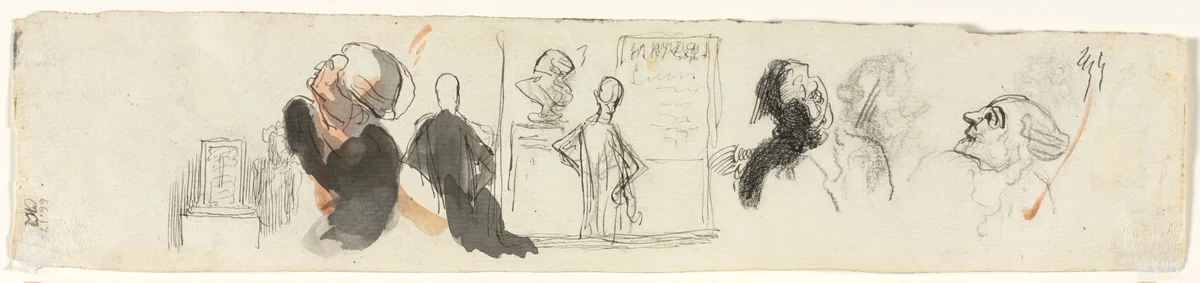 Sketches of Various Figures (verso) by Honoré Daumier, drawing, 1850-1879