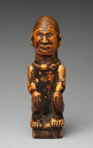 Staff finial with seated woman by Master of Frontal Concentric Circles, sculpture, 1800-1900