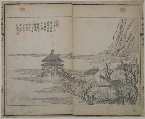 Page from the Mustard Seed Garden Manual of Painting by Wang Gai (王槩), print, 1679