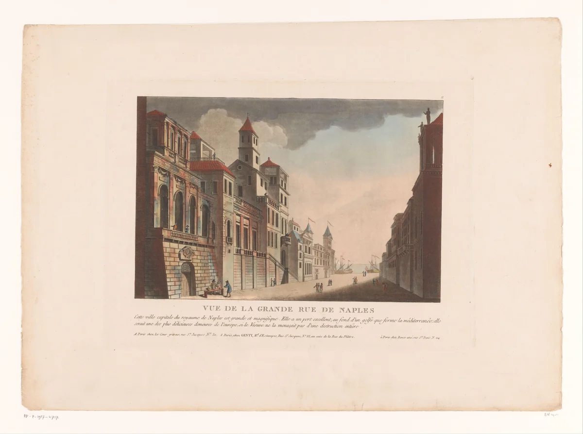 Gezicht op een straat in Napels by Louis Lecoeur, print, 1812-1814