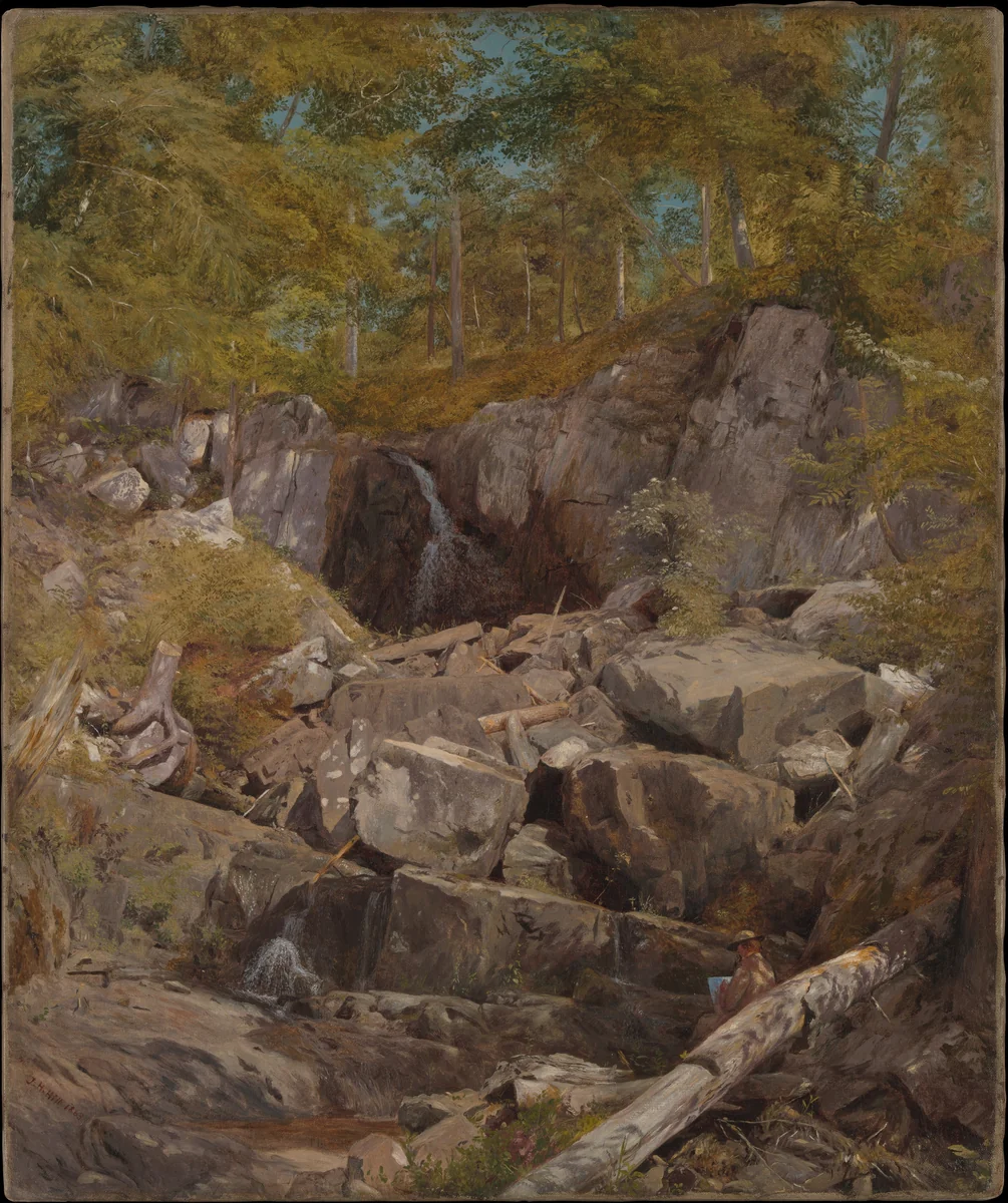 A Study of Trap Rock (Buttermilk Falls) by John Henry Hill, artwork, 1863